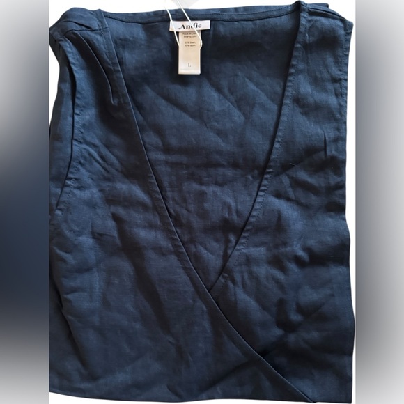 Andie Linen Blend Wrap Dress NWT Blue or White | Flowy Lightweight Fit M & L - Picture 6 of 6